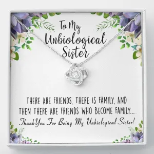 Unbiological Sister Love Knot Necklace, Best Friends Gift, BFF Gift