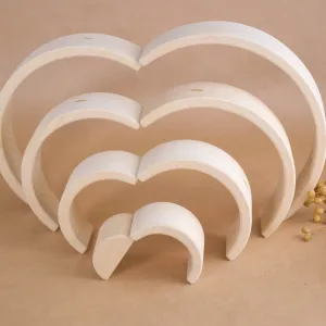 Unfinished Wooden Waldorf Rainbow Stacker Toy Natural