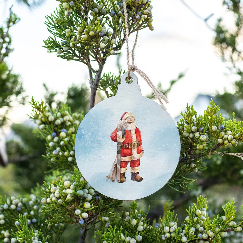 Vintage Ski Santa Bulb Ornament
