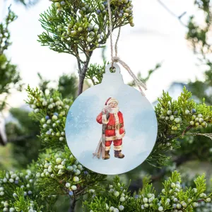 Vintage Ski Santa Bulb Ornament