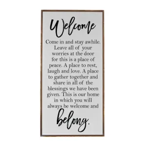 Welcome Come in and Stay Awhile Entryway Sign
