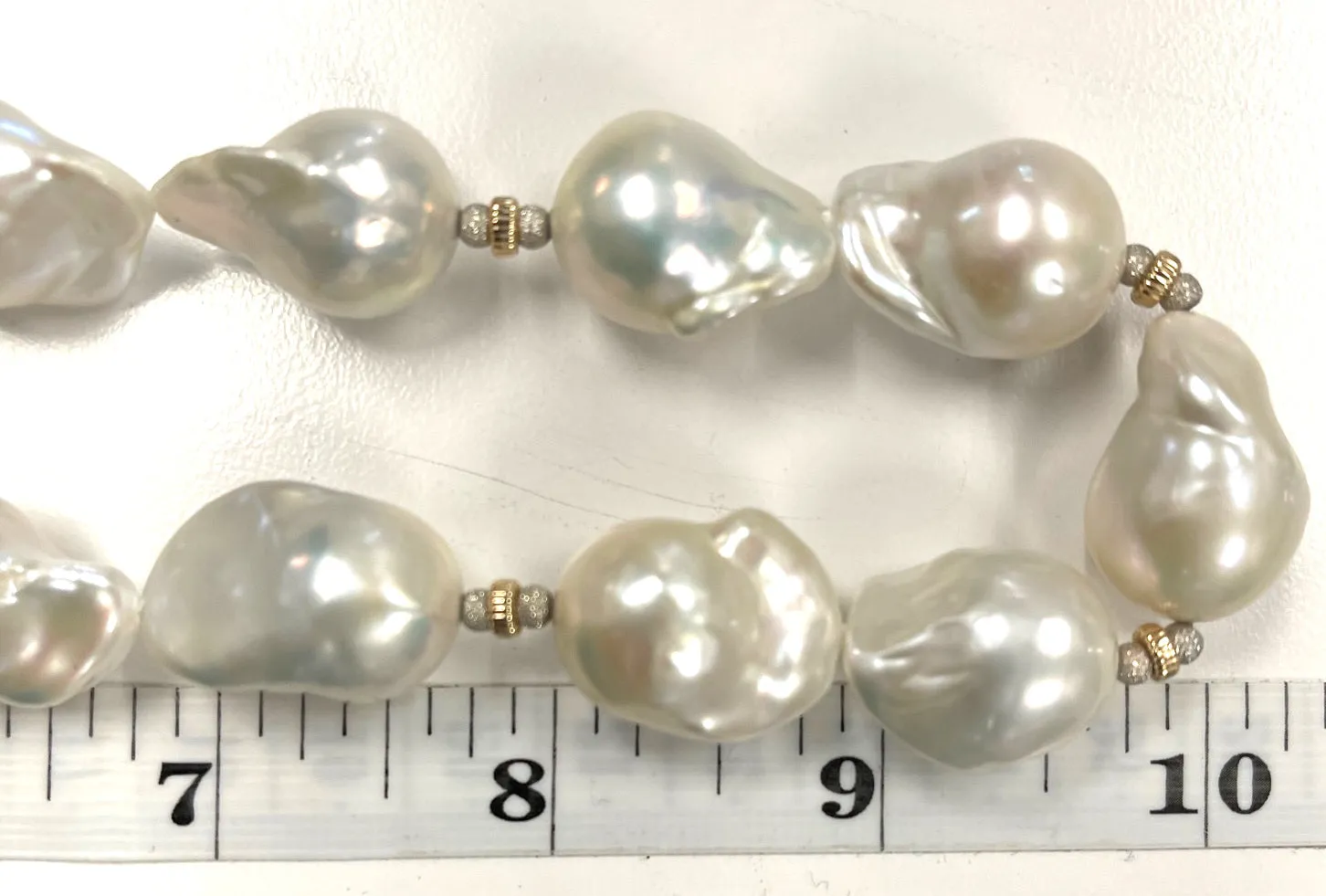 White Baroque Freshwater Pearl and White Gold Necklace
