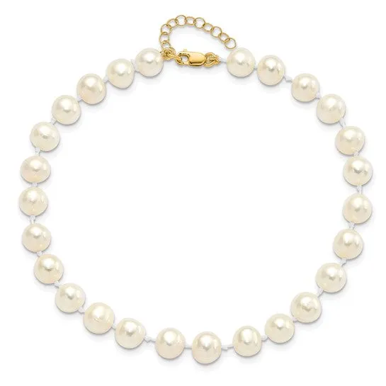 White Freshwater Pearl 14K Necklace Earrings Bracelet Set