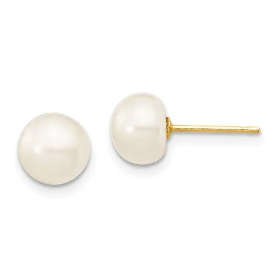 White Freshwater Pearl 14K Necklace Earrings Bracelet Set
