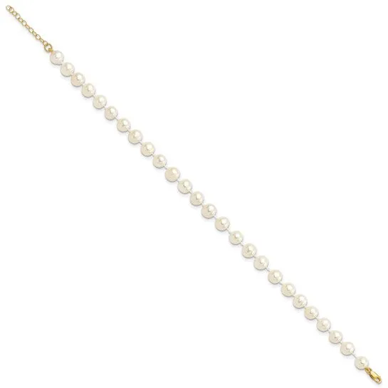 White Freshwater Pearl 14K Necklace Earrings Bracelet Set
