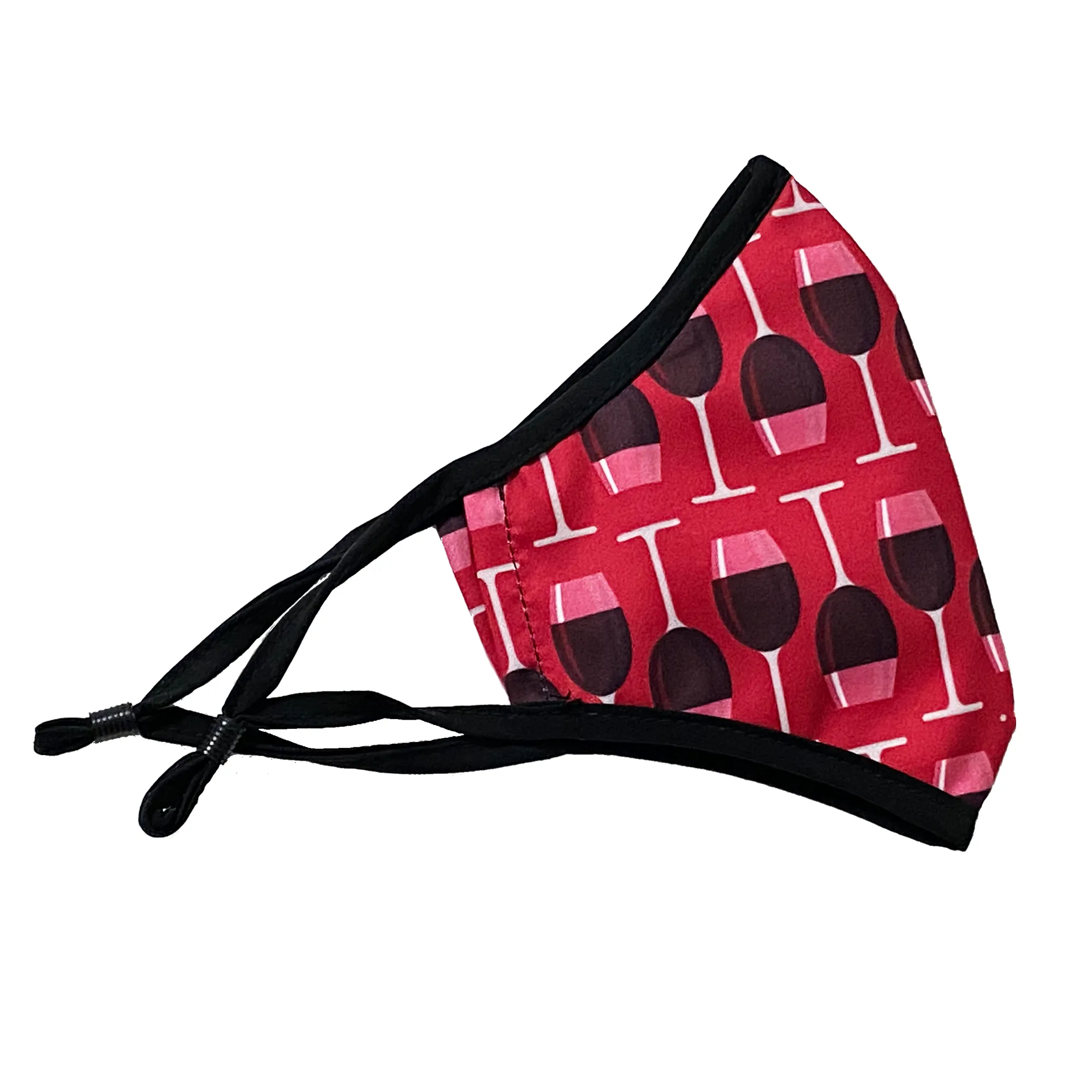 Wine Glass Print Adjustable Double Layered Ultra Soft Cotton Blend Face Masks - Washable & Reusable Patterned Mask for Men, Woman