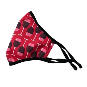 Wine Glass Print Adjustable Double Layered Ultra Soft Cotton Blend Face Masks - Washable & Reusable Patterned Mask for Men, Woman
