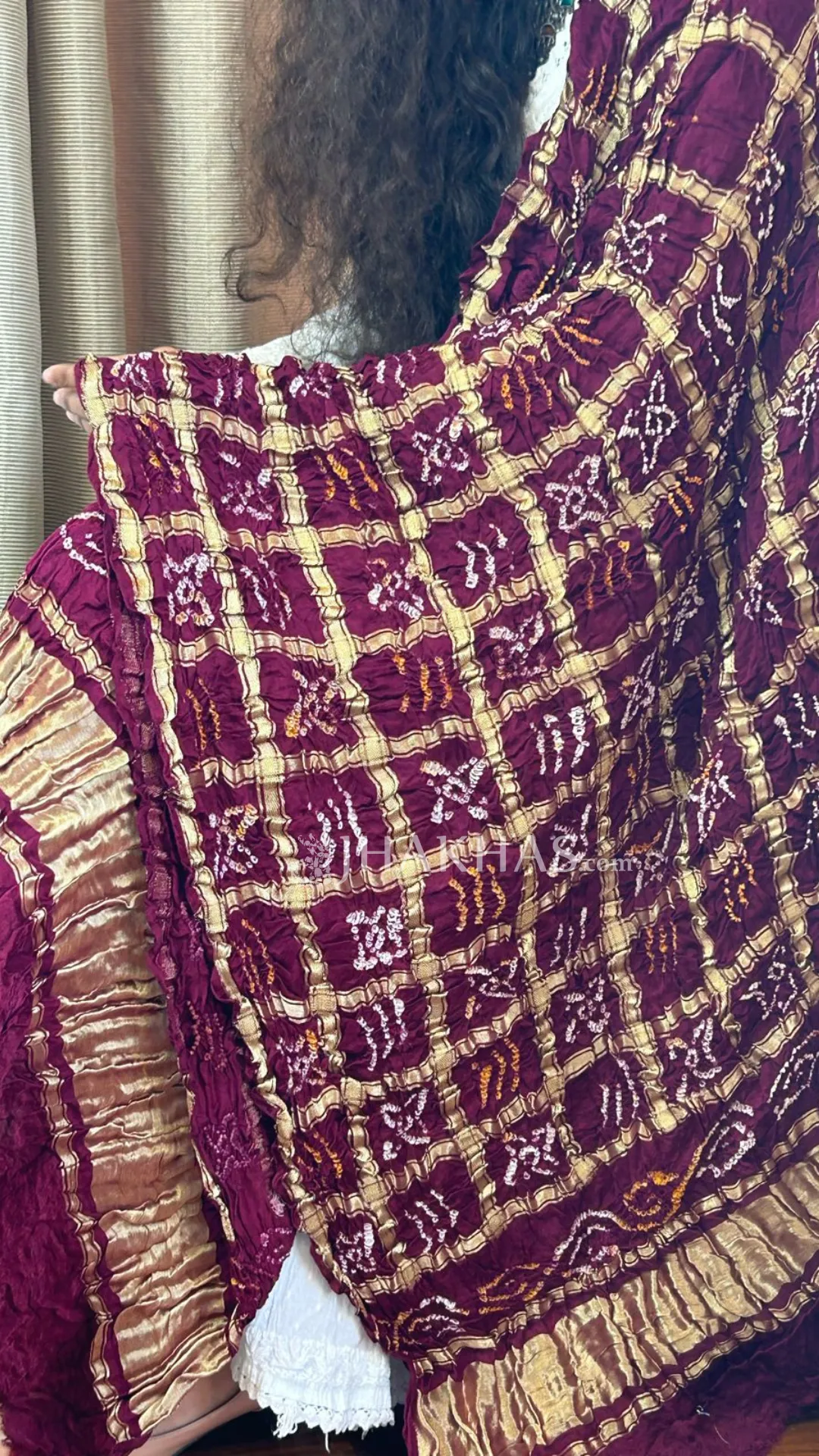 Wine Purple Banarasi Gharchola Gajji Silk Dupatta