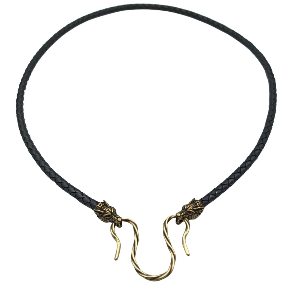Wolf Geri and Freki leather necklace with Bronze clasps