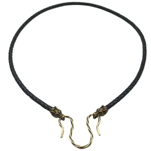 Wolf Geri and Freki leather necklace with Bronze clasps