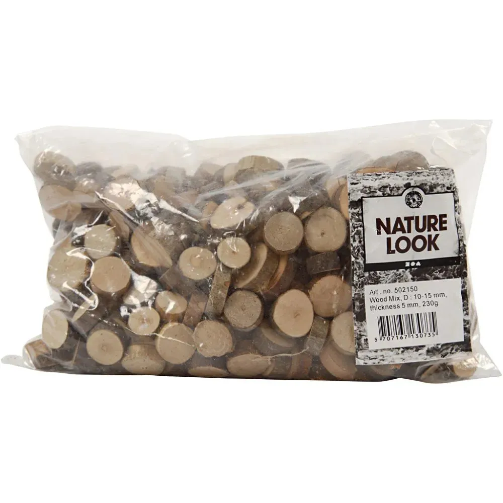 Wood Mix, 25-45mm, 7mm, 600g Christmas Crafts Holiday Decorations