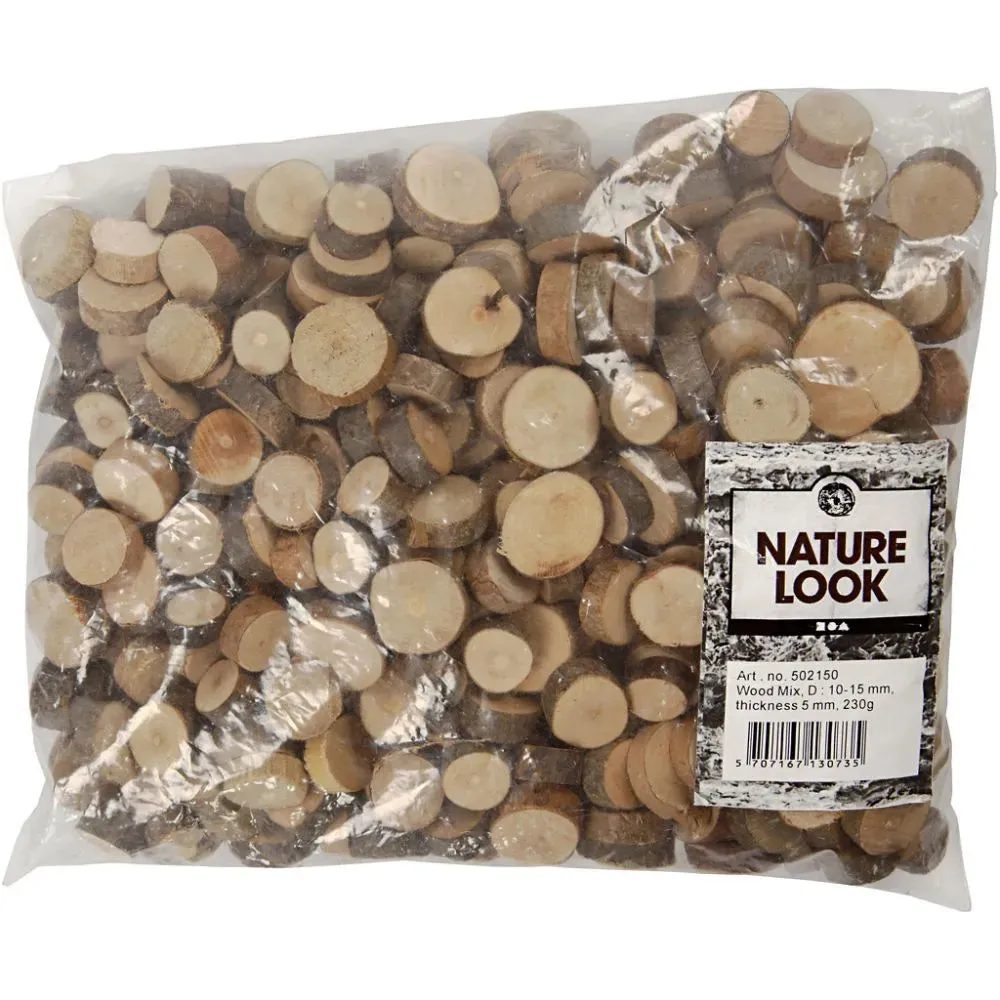Wood Mix, 25-45mm, 7mm, 600g Christmas Crafts Holiday Decorations