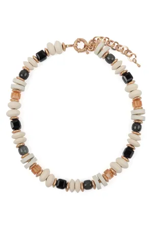 WOOD, MIX BEADS BOHO NECKLACE