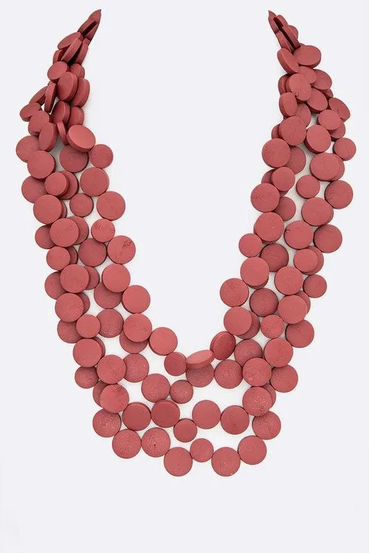 Wooden Disk Statement Layer Necklace