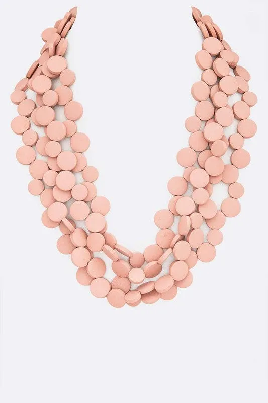 Wooden Disk Statement Layer Necklace