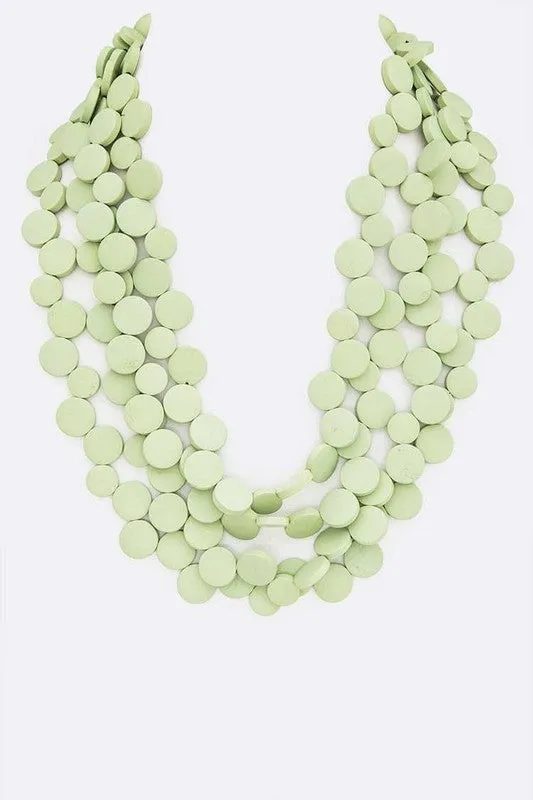 Wooden Disk Statement Layer Necklace