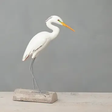 Wooden Egret - Medium 14"