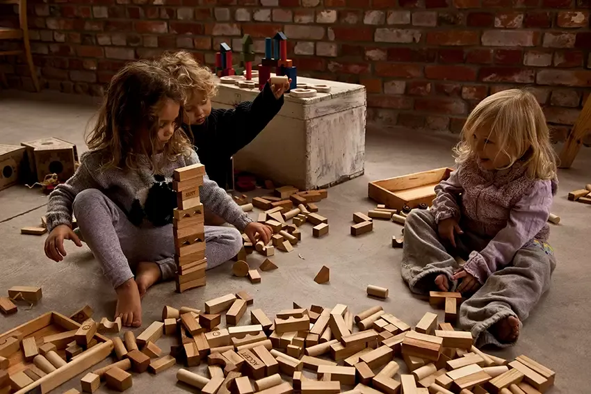 Wooden Natural Blocks in Sack - 100 Pcs