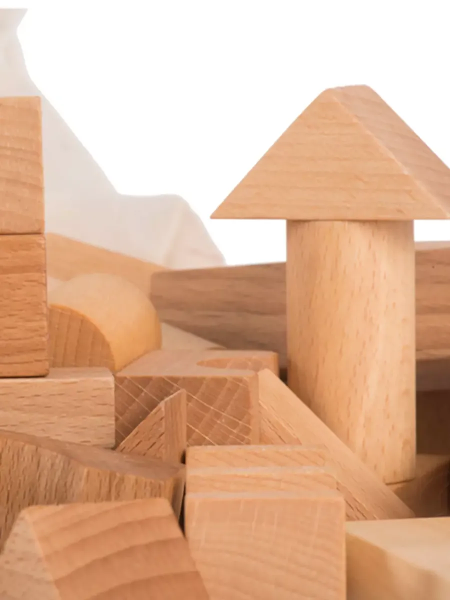 Wooden Natural Blocks in Sack - 100 Pcs