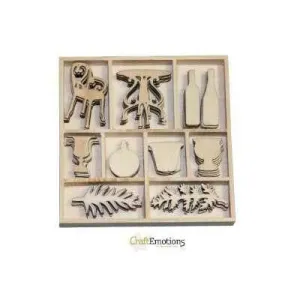 Wooden Ornament Decorations Embellishments Toppers 10 x Assorted Design Romantic Provence Terrace