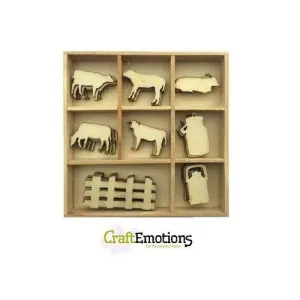Wooden Ornament Decorations Embellishments Toppers 8 x Assorted Design Cows