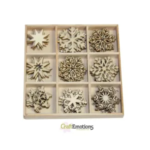 Wooden Ornament Decorations Embellishments Toppers 9 x Assorted Design Crystals