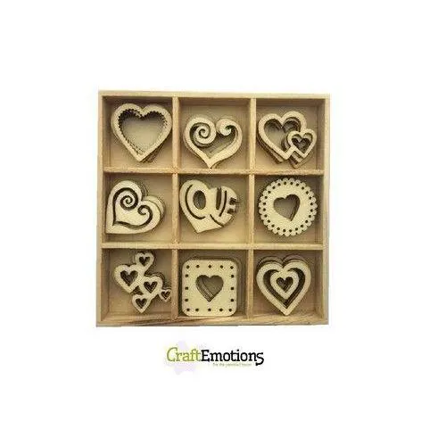 Wooden Ornament Decorations Embellishments Toppers 9 x Assorted Design Heart