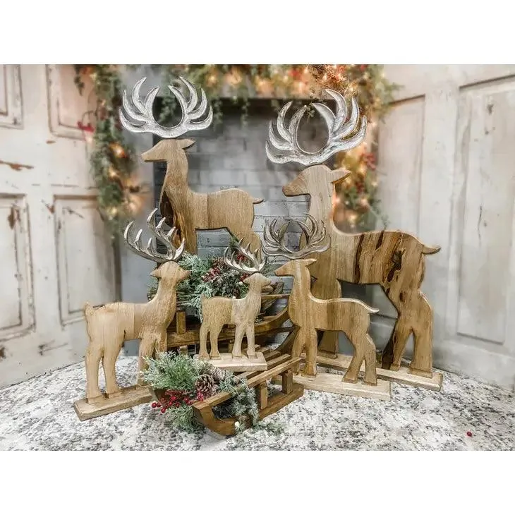 Wooden Reindeer 9.5x16.5in
