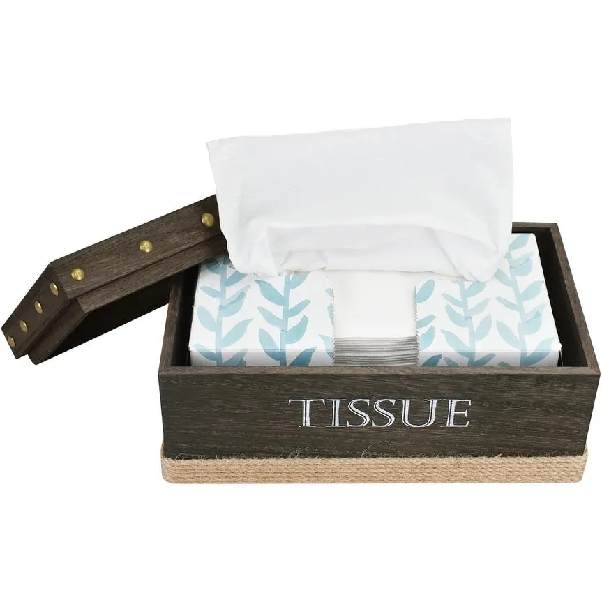 Wooden Tissue Box Cover, Dark Brown Color - S