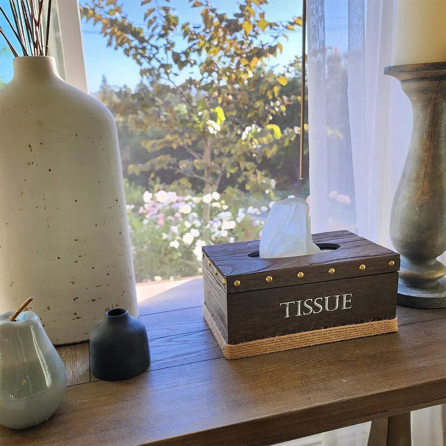 Wooden Tissue Box Cover, Dark Brown Color - S