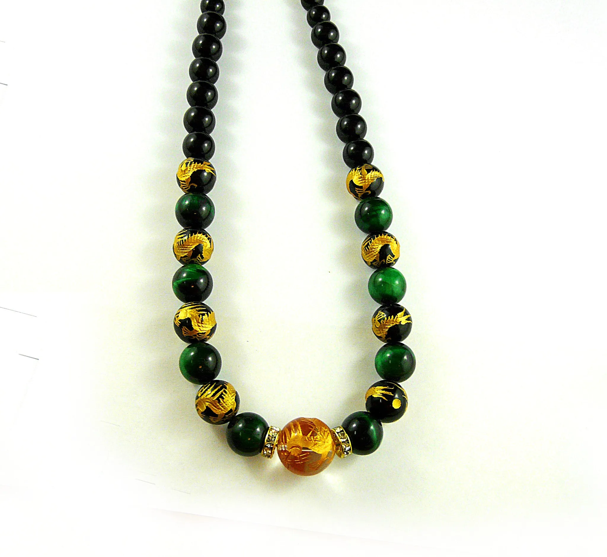 Yakuza Gold Dragon Tiger Eye Necklace (35% OFF)