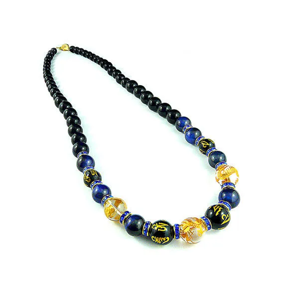 Yakuza Royal Blue Gold Dragon Necklace