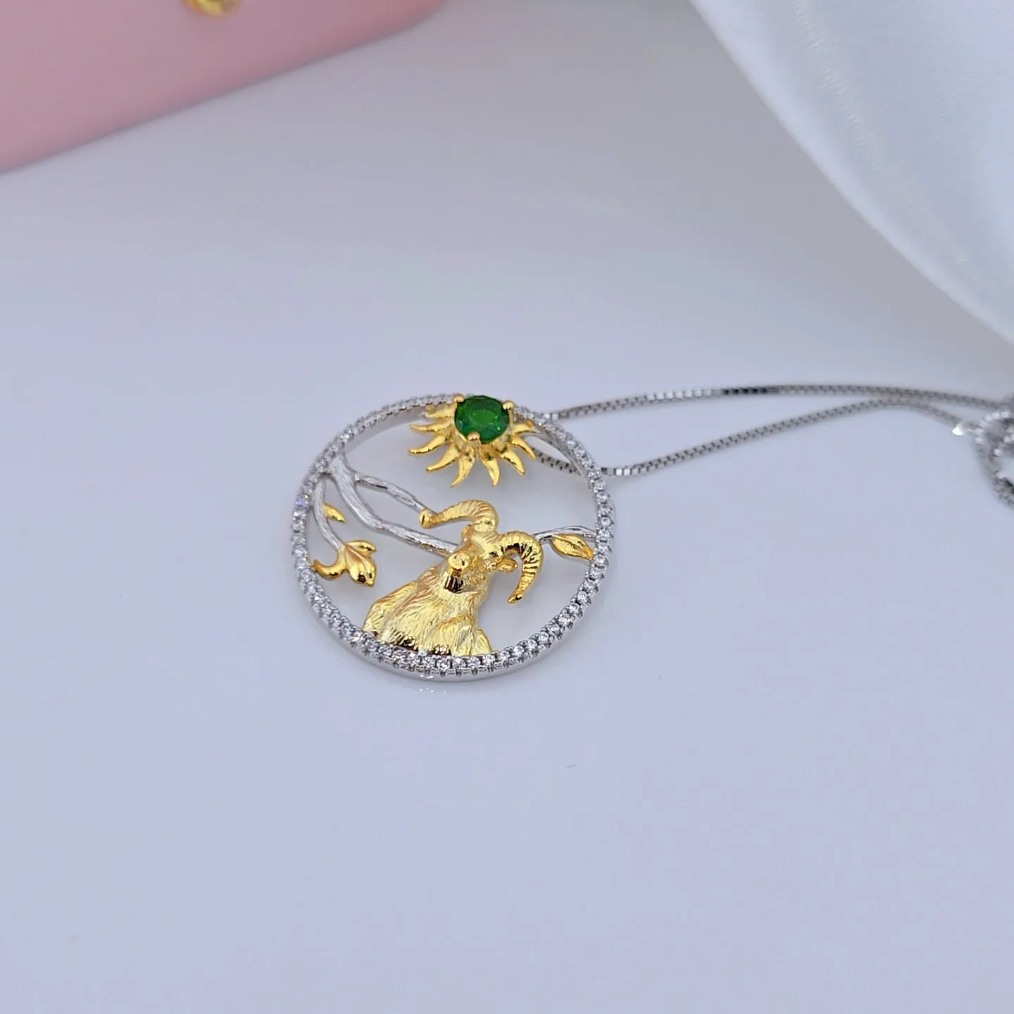 Year Of The Goat-Natural Gemstone Handmade Goat Necklace