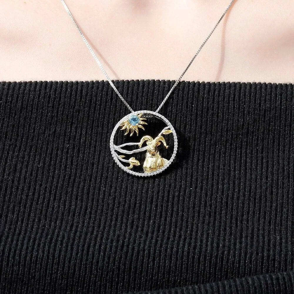 Year Of The Goat-Natural Gemstone Handmade Goat Necklace