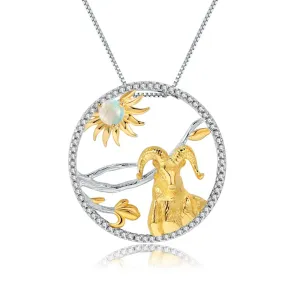 Year Of The Goat-Natural Gemstone Handmade Goat Necklace