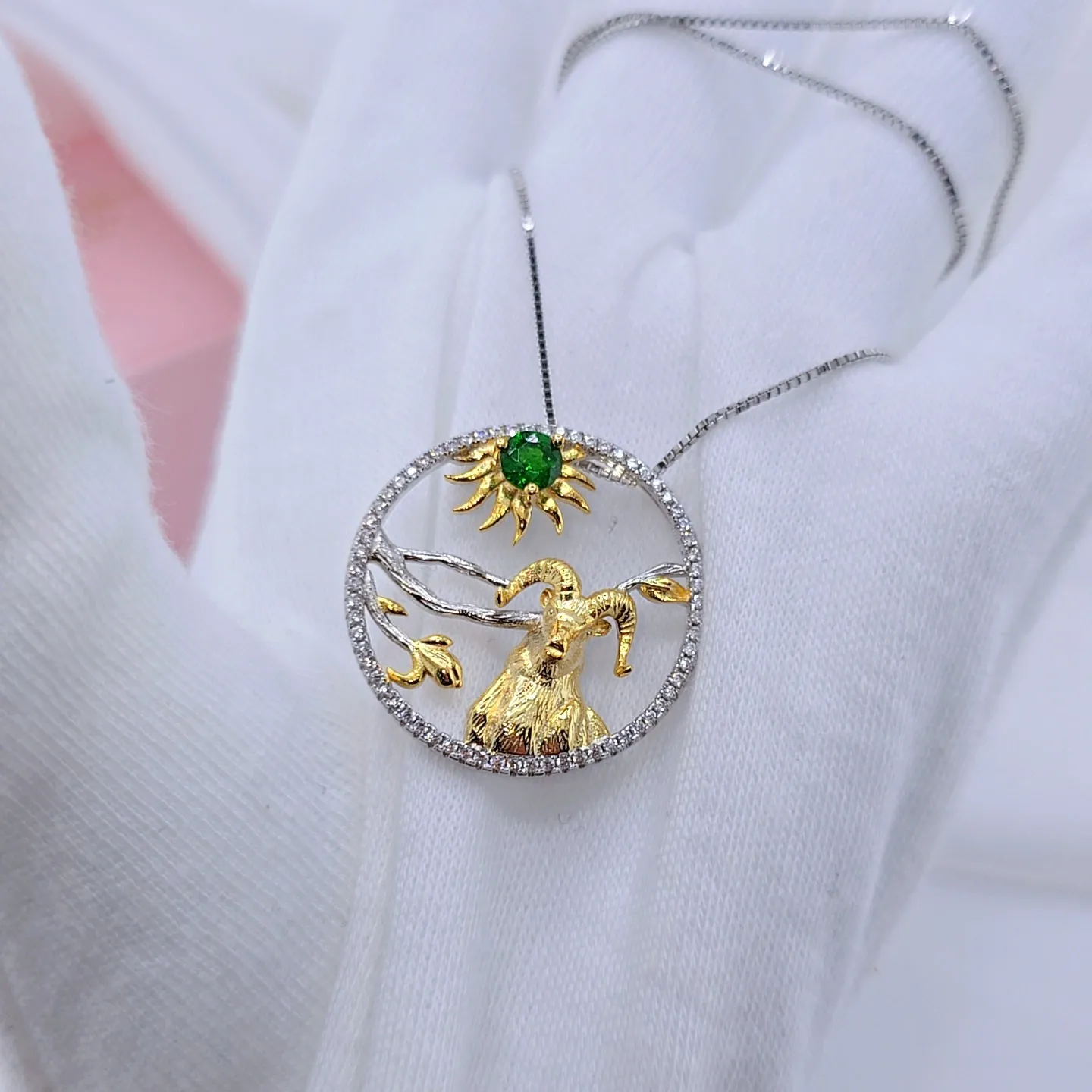 Year Of The Goat-Natural Gemstone Handmade Goat Necklace