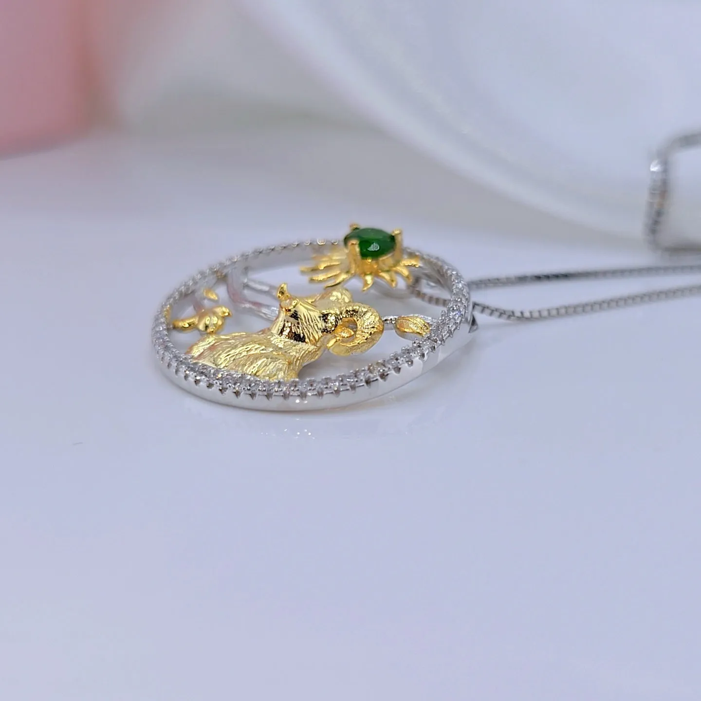 Year Of The Goat-Natural Gemstone Handmade Goat Necklace