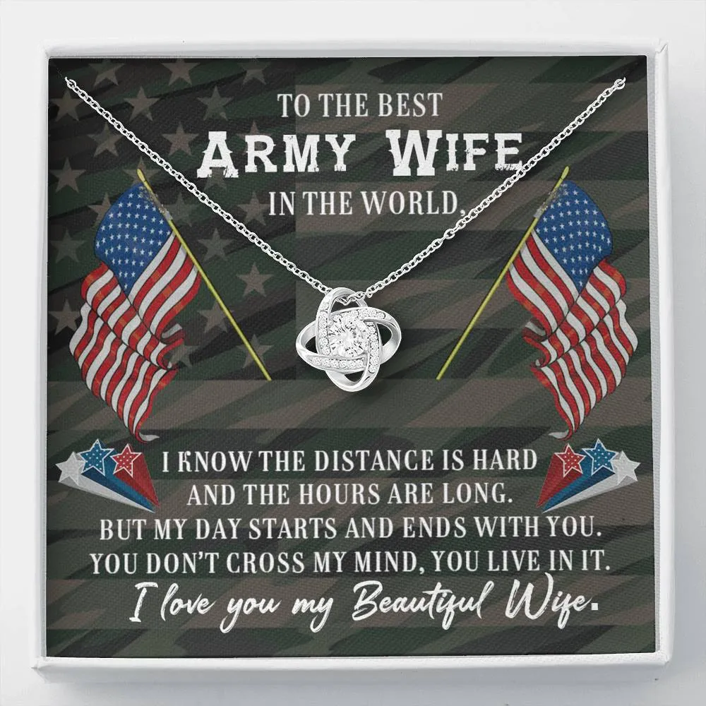 You live in my mind-Love Knot Necklace for Army Wife
