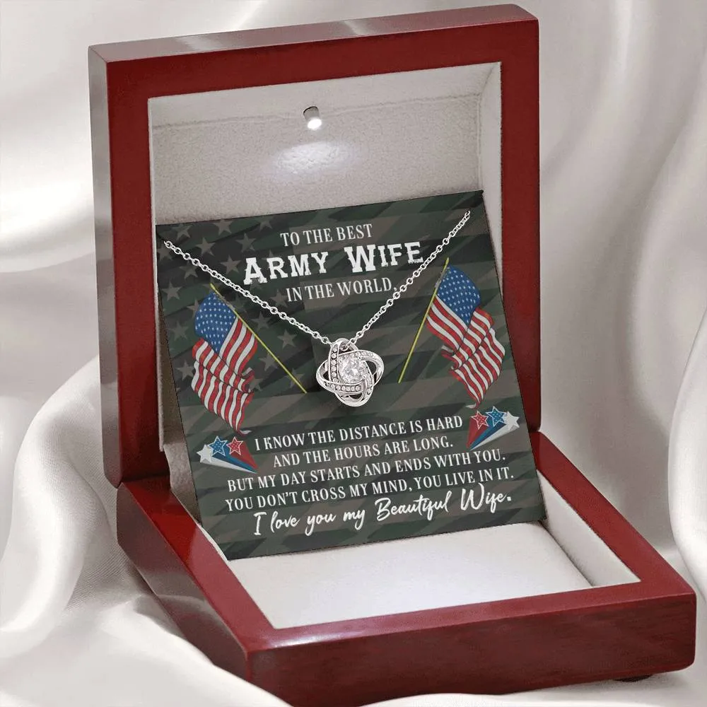 You live in my mind-Love Knot Necklace for Army Wife