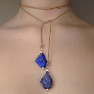 You make me feel like a natural woman: raw lapis and gold lariat