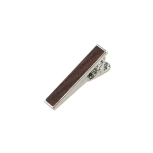 Zebra Wooden Inlay-Silver Tie Bar