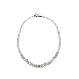 Zinc/Silver Round Bead Necklace