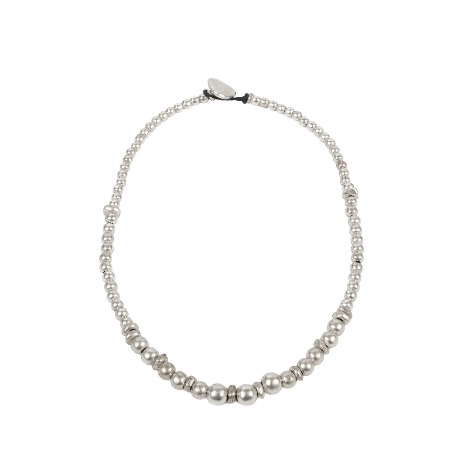 Zinc/Silver Round Bead Necklace
